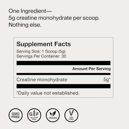 Momentous Creatine Monohydrate Powder - NSF Certified for Sport - 5g per Serving - 30 Servings - Supports Strength, Lean Muscle & Recovery