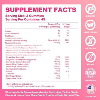 Magnesium Glycinate Gummies 700MG - 21-in-1 Advanced Magnesium Supplement with Ashwagandha, L-Theanine, Zinc, Vitamin - Sugar Free Magnesium Gummies for zzZ, Focus & Relaxation, for Women, Men & Kids