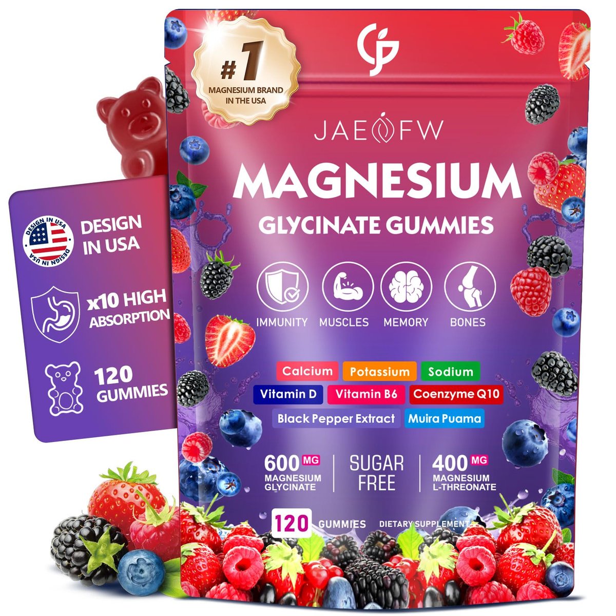 Magnesium Glycinate Gummies 1000mg – High – High Absorption Magnesium Glycinate: Magnesium glycinate is known for – Image 1
