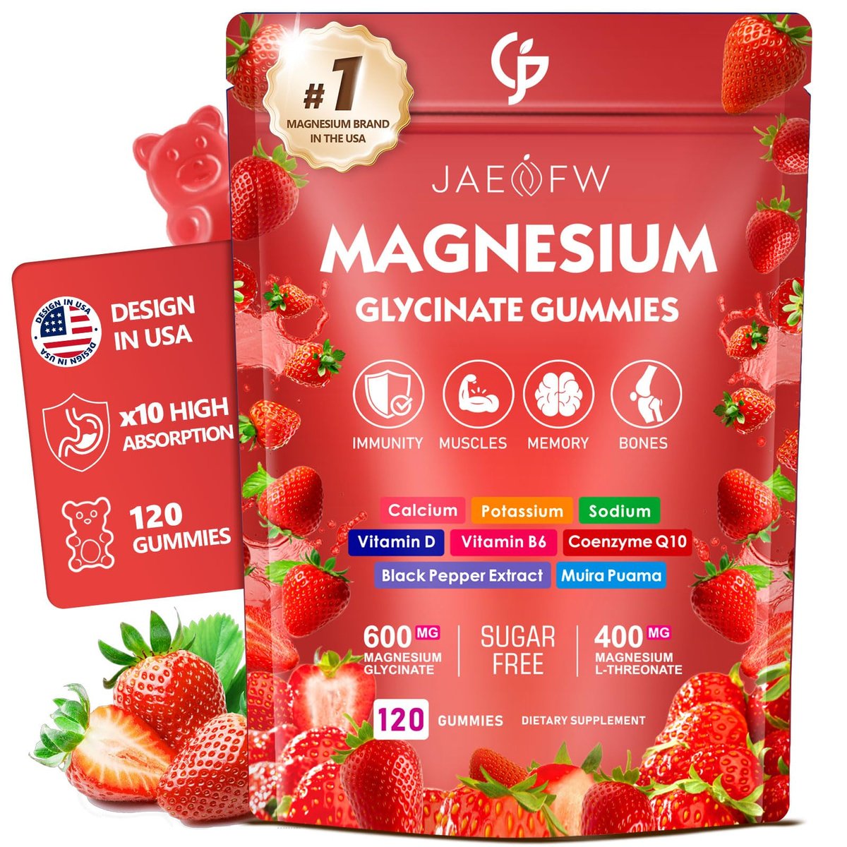 Magnesium Glycinate Gummies 1000mg – High – High Potency Magnesium Complex: 1000mg magnesium glycinate per serving – Image 1