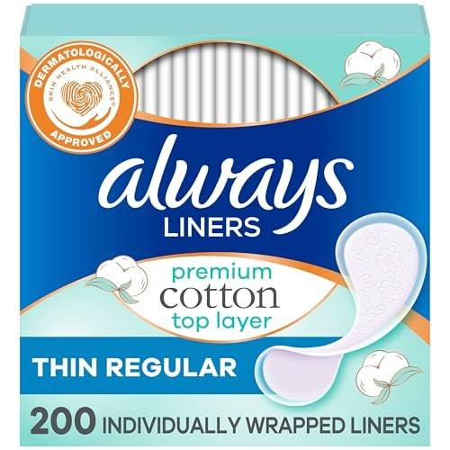 Always Panty Liners for Women Premium Cotton Liners 200 Count - görsel 12