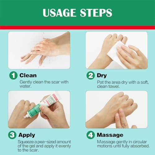 Advance Silicone Scar Cream Gel: Old & New Scars Treatment Stretch Marks Removal - Body Face Surgical Skin Healing - Recovery C-Section Keloids Injury Acne Wound Dark Spot for Kids 1oz (30 g) (Green) - görsel 7