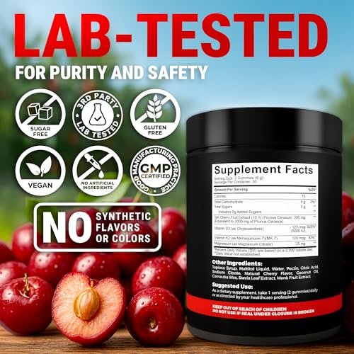 KEY ELEMENTS Recovery Tart Cherry Gummies – Bone Health: Vitamin D3 and K2 work together to enhance calcium – Image 17