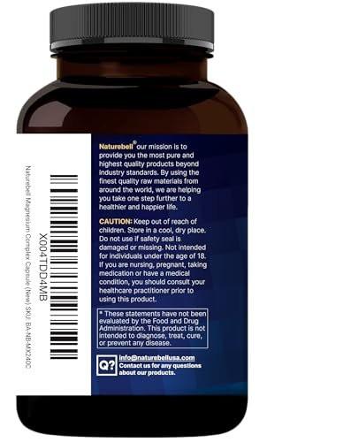NatureBell 12-in-1 Magnesium Complex 1000mg, 4-Months Supply – Magnesium Glycinate, Citrate, Taurate, Malate, & More – High Absorption Formula for Men & Women – Chelated & Purified – 240 Capsules