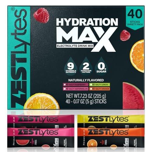 ZestLytes 40 Sticks Sport Hydration Sugar Free Electrolyte Packets, High Sodium Low Calorie Electrolyte Powder Drink Mix, Liquid Daily IV Flavors | Salty Watermelon Raspberry Lemon Orange - görsel 2