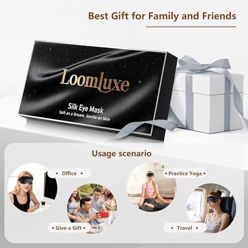 Loomluxe Sleep Mask Silk Eye Mask for Men Sleeping Mask, Adjustable Elastic Strap for Night Shading Sleep Mask, Soft and Comfortable for Both Men and Women (Black) - görsel 7