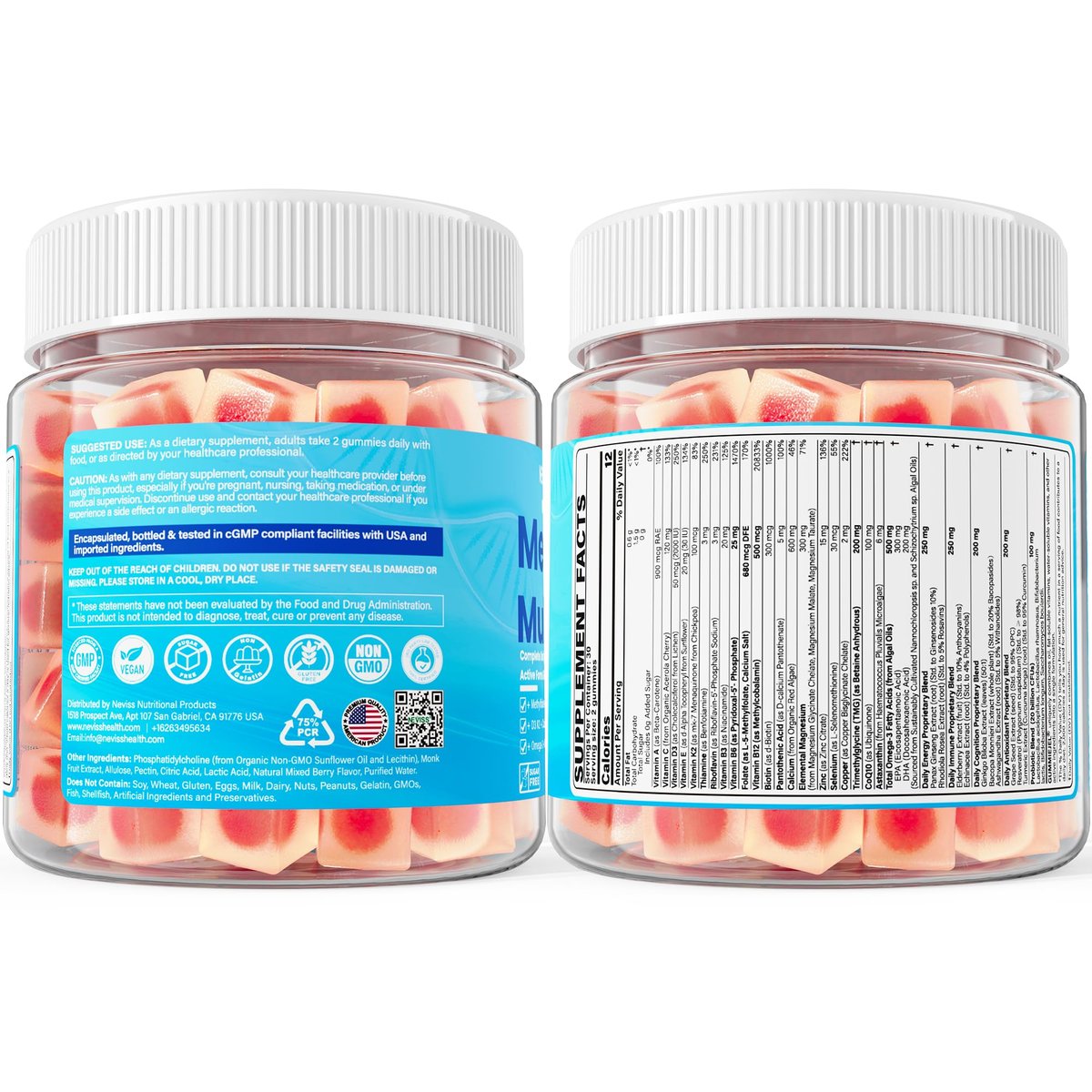 Methylated Multivitamin for Women & Men Gummies w/ Omega-3, Calcium, D3 K2, Methylfolate & B12, TMG, Daily Vitamins, Mag, CoQ10, Probiotic for 18 30 40 50 60 70+, Overall Health - Vegan, Sugar Free - görsel 13
