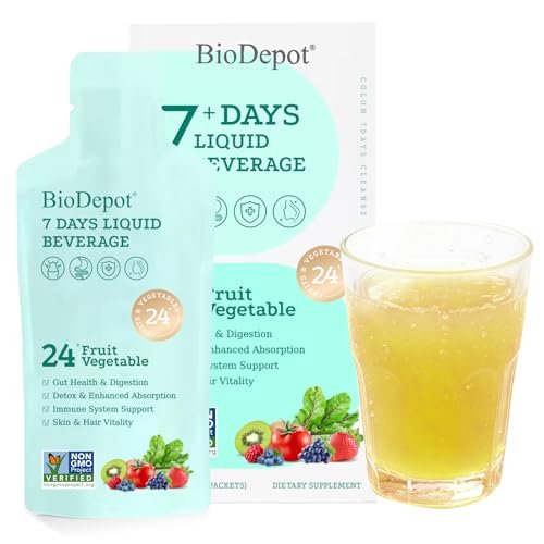 Biodepot 7 Days Colon Cleanse Liquid Beverage Gut Health Detox & Clean for Women & Men, 24 Fruit Vegetable Complex Probiotic Drink for Bowel Movements, Immune Support, Gut Flora Improvement Supplement - görsel 2