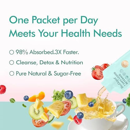 Biodepot 7 Days Colon Cleanse Liquid Beverage Gut Health Detox & Clean for Women & Men, 24 Fruit Vegetable Complex Probiotic Drink for Bowel Movements, Immune Support, Gut Flora Improvement Supplement