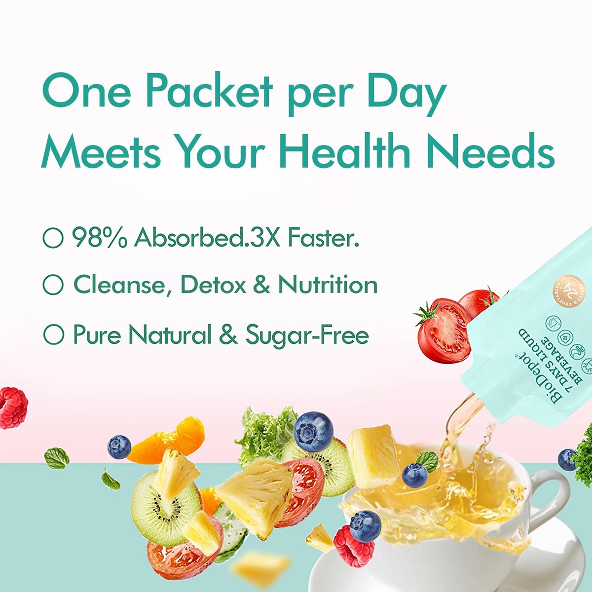 Biodepot 7 Days Colon Cleanse Liquid Beverage Gut Health Detox & Clean for Women & Men, 24 Fruit Vegetable Complex Probiotic Drink for Bowel Movements, Immune Support, Gut Flora Improvement Supplement - görsel 9