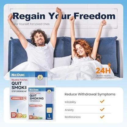 NicDuic Nicotine Patches Upgrade 28mg, Adjustable 4-Piece Design 7mg/14mg/21mg/28mg, Transdermal System Stop Smoking Patch. All Step Stop Smoking Aids that Work 24h - 30 Count