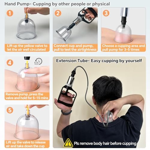 AIKOTOO Cupping Kit for Massage Therapy Set with Pump 24 Massage Cups for Cellulite Reduction Muscle Back Pain Relief - görsel 5