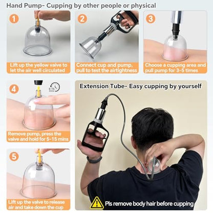 AIKOTOO Cupping Kit for Massage Therapy Set with Pump 24 Massage Cups for Cellulite Reduction Muscle Back Pain Relief