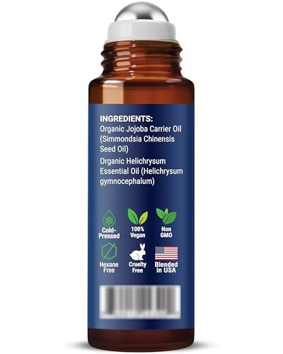Organic Helichrysum Essential Oil Roll On 10 ml – Natural Aromatherapy Blend for Skin Care, Relaxation, Calm Mind, Stress Relief & Daily Wellness – Nexon Botanics