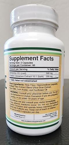 Berberine with Ceylon Cinnamon - 120 Capsules for Metabolism and Metabolic Health, Third Party Tested, Vegan Safe, Non-GMO, Gluten Free by Double Wood - görsel 13