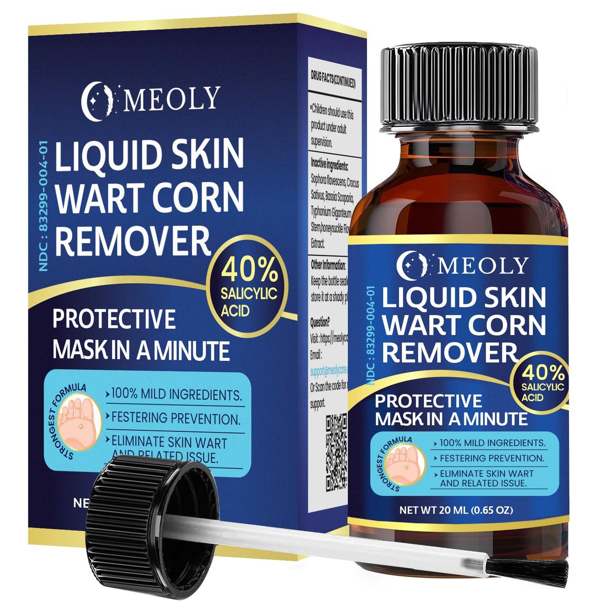MEOLY Fast-Acting Wart Remover: 40% – Maximum Strength Formula: With 40% salicylic acid, this wart remover – Image 1