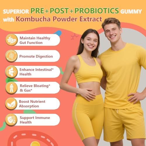 Crasye Probiotic Kombucha Gummies Sugar Free Prebiotic Postbiotic Probiotics Gummy for Women and Men Bloating Gut Health Immune and Digestive Support - 60 Gummies - 30 Servings - görsel 12
