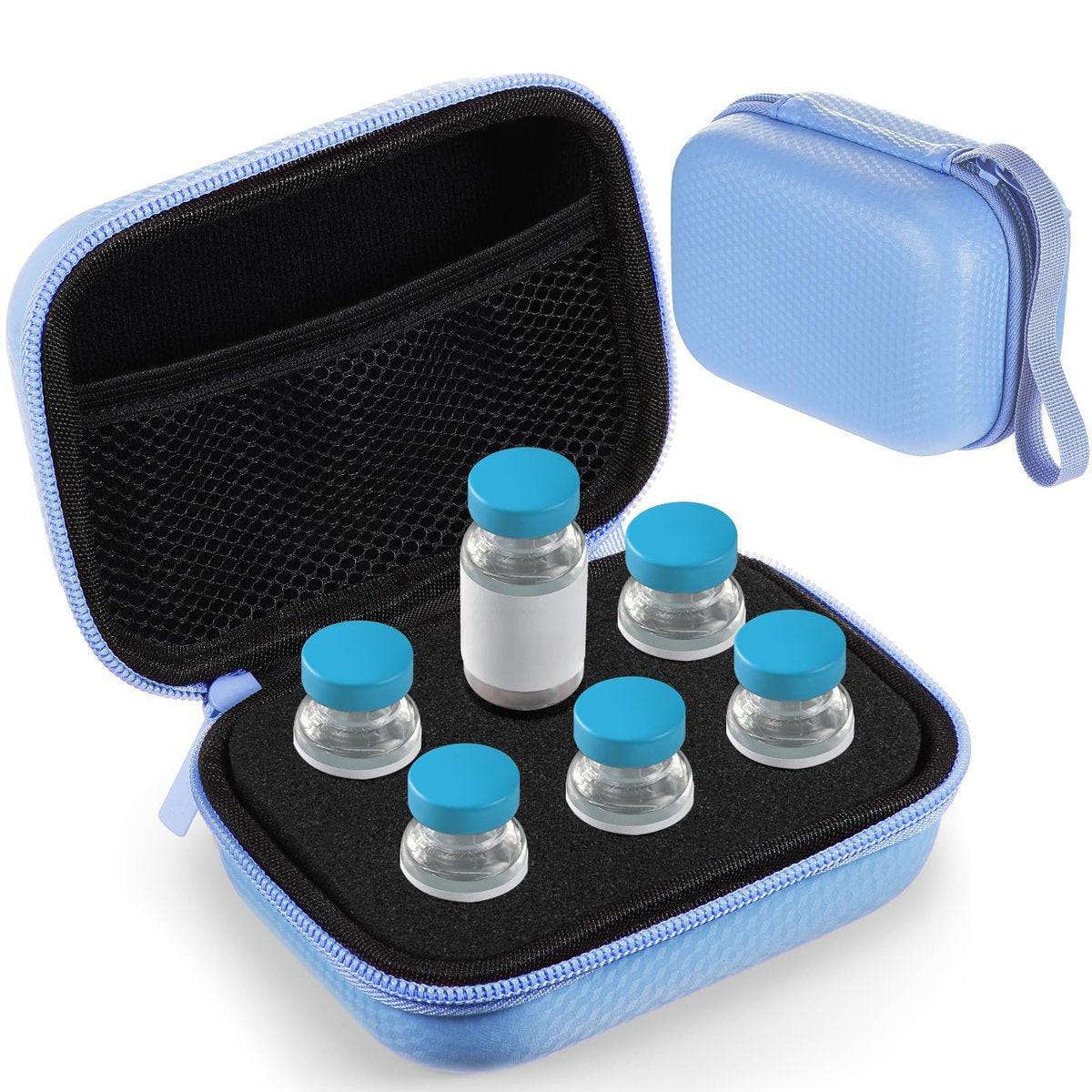 Teenyyou 6 Slots Insulin Peptide Fridge Carrying Case Vial Holder Storage Protector Bag, Fits Standard 10ml Vials, Insulin Cooler Travel Kits Case Organizer Diabetes Protector (Light Blue) - görsel 1