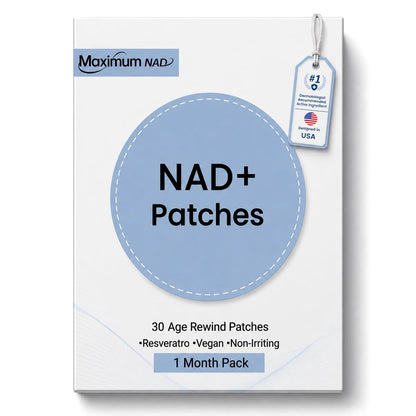 NAD+ Patches for Women & Men with Nicotinamide and Resveratrol - 30 Patches, Premium 8-Hour Extended-Release Formula, Vegan