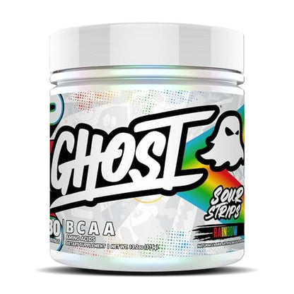 GHOST BCAA Powder Amino Acids Supplement, Sour Strips - 30 Servings - Sugar-Free Intra, Post & Pre Workout Amino Powder & Recovery Drink, 7G BCAA