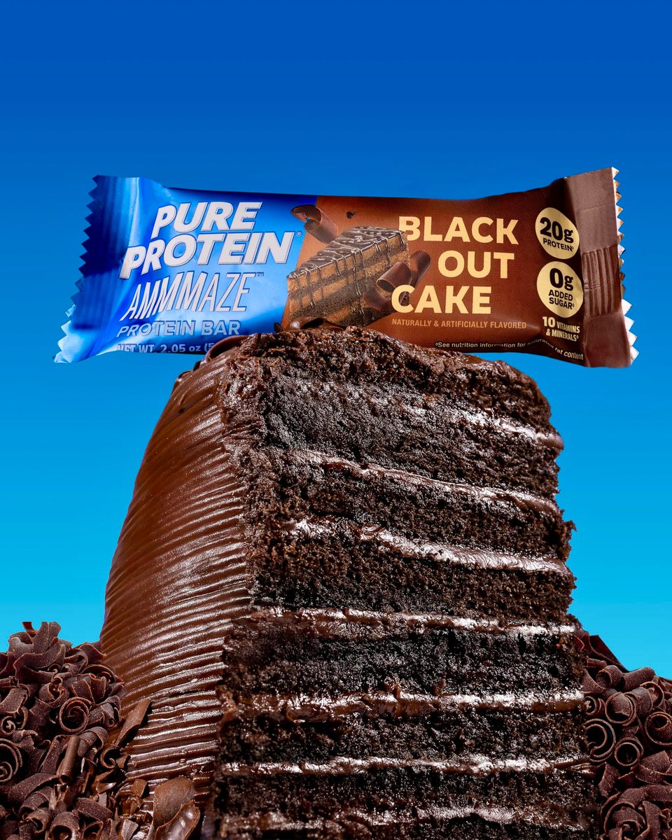 Pure Protein AMMMAZE Blackout Cake Protein Bars, 12 Count – 20g Protein, 3g Fiber, No Added Sugar – Chocolate Meal Replacement - On the Go Snacks - görsel 3