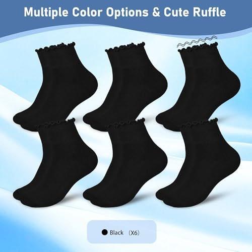Bulinlulu Women’s Diabetic Socks – 6 Pairs Non-Binding Neuropathy Socks for Women 6-9 9-11 (Ruffle Group F-M) - görsel 13