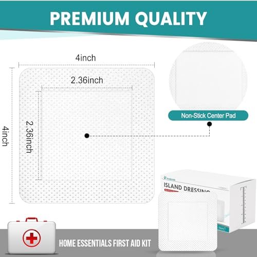 150 Count Island Dressing Bordered Gauze 4" x 4", Gauze Pads Individually Wrapped, Non-Stick Pad in Center with Adhesive Border, Bandages for Wounds, First Aid - görsel 1