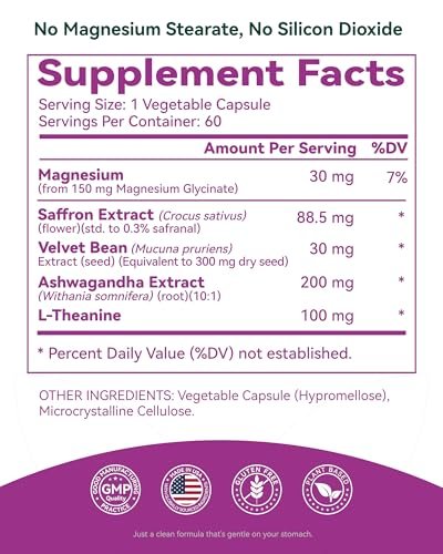 Saffron Supplements 88.5mg plus Magnesium, Ashwagandha & L-Theanine – Happy Saffron Max – Boost Energy & Mood, Support Eye & Heart Health – 60 Veg Capsules, Non-GMO, Made in USA, 2-Month Supply