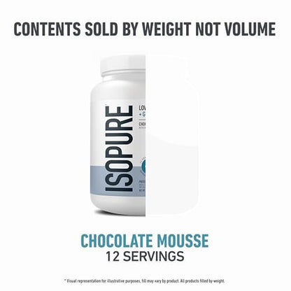 Isopure Protein + Gut Health & Immune Support Powder, Chocolate Mousse, 25g Whey Protein with Prebiotics & Vitamins, 12 Servings (Pack of 1)