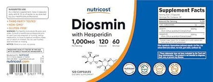 Nutricost Diosmin with Hesperidin (1000mg) Complex 120 Capsules - 500mg of Diosmin and 500mg of Hesperidin per Serving (60 Servings), Vegan, GMO-Free, Gluten-Free