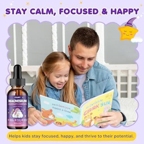 Magnesium Glycinate Liquid for Kids - Magnesium Bisglycinate Drops with L-Theanine, Chamomile & Vitamin B6, B12, C, D3 for Sleep, Relaxation, Immune Support, Calm & Focus - 2 Fl Oz, Strawberry Flavor - görsel 13