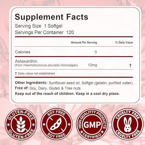 Astaxanthin 12mg, 120 Softgels, 4 Month Supply, Premium Astaxanthin Antioxidant Supplements with Antioxidant Activity, Supports Eye, Immune, Joint, Skin Health, Internal Circulation - görsel 11