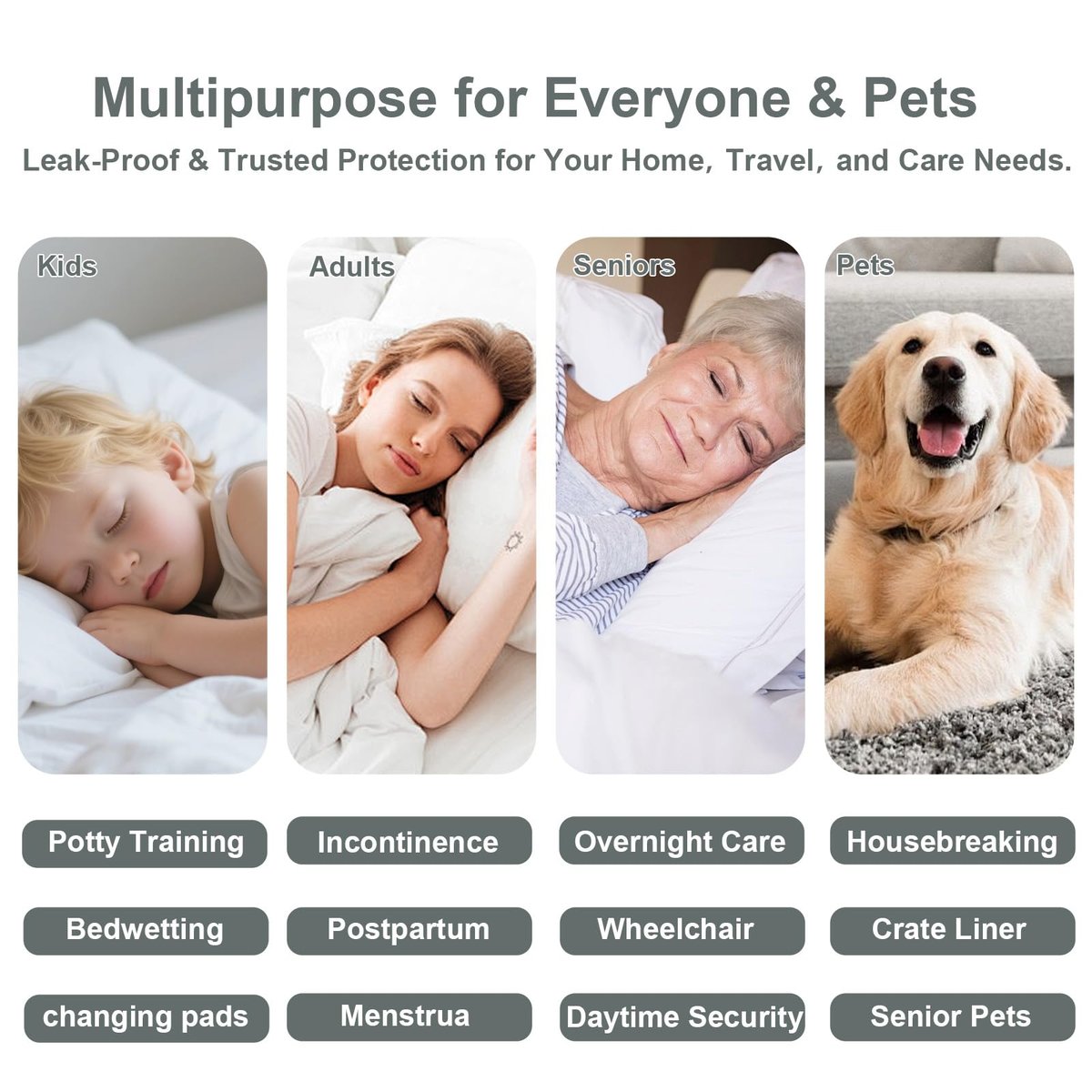 Washable Underpads (34x36 Inch) - Waterproof Reusable Bed Underpads, Heavy Absorbency Incontinence Bed Pads for Adults, Kids, Elderly, and Pets, Leakproof & Non-Slip Mattress Pad for Bedwetting - görsel 17