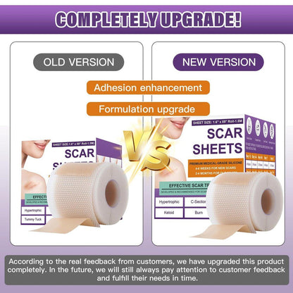 Silicone Scar Sheets, Medical Grade Silicone Scar Tape for Surgical, Hypertrophic, Keloid, C-Section, Burn, Old & New Scars, Reusable Professional Scars Removal Sheets (1.6"X 157" Roll-4M)