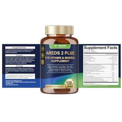 19-in-1 AREDS 2 + Eye Vitamins for Macular Health and Dry Eye, Lutein and Zeaxanthin Supplement with Vitamin C/E, Zinc, Omega-3, Support Eye Strain, Pressure, Night Vision & Hydration - 120 Softgels