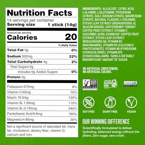 Liquid I.V.® Hydration Multiplier Sugar-Free + Energy - Fruit Punch | Electrolyte Powder Drink Mix | 1 Pack (14 Servings) - görsel 9