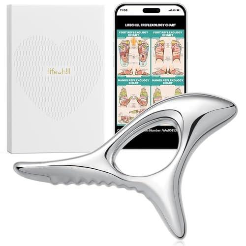 lifechill Trigger Point Massage Tool for Deep Tissue, Muscle Scraper Tool for Fascia Release, Metal Body Gua Sha Tool, Lymphatic Drainage Massager, Thumb Saver, Scar Tissue Massage, Acupressure Tool - görsel 10