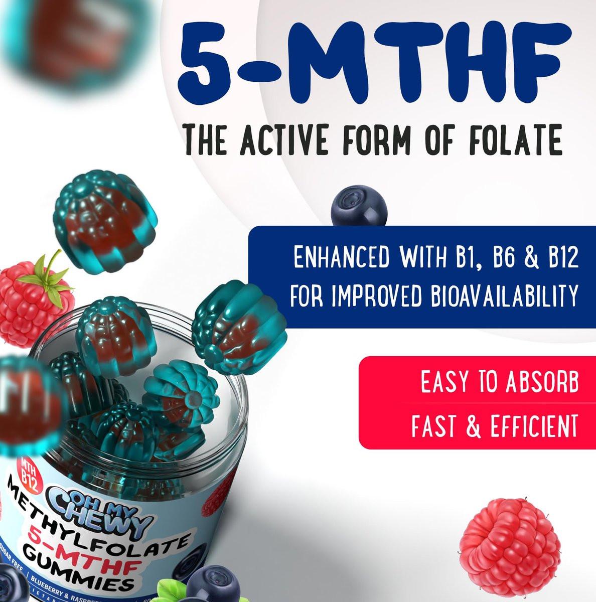 OH MY CHEWY Center-Filled 5-MTHF Folate – Key Ingredients: L-Methylfolate (5-MTHF), Methylated B1, B6, B12 – Image 9