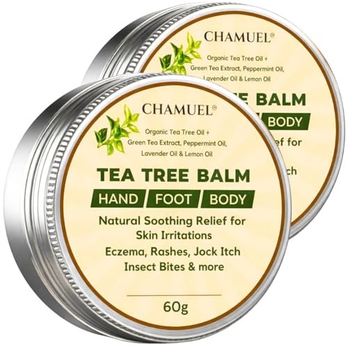 Chamuel Tea Tree Oil Balm – All Natural Moisturizing Cream for Dry Skin, Rough Hands, Cracked Heels, Cuticles & Feet – Hydrating Body Balm for Women & Men, 2-Pack - görsel 1