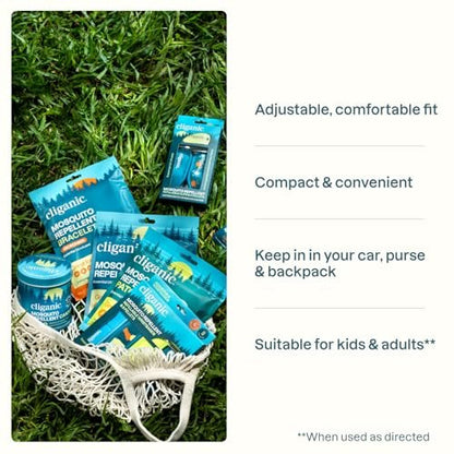 Cliganic 40 Pack Mosquito Repellent Bracelets for Adults & Kids - Natural DEET-Free Bands, Individually Wrapped