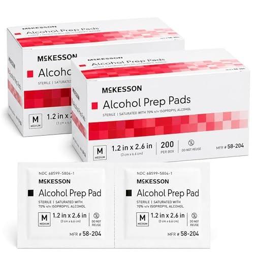 McKesson Alcohol Prep Pads, (400 Count) - Sterile, Individually Wrapped Wipes, 70% Isopropyl Alcohol, Medium Size, 2-Ply, Medical Grade, First Aid, 1 Box - görsel 2