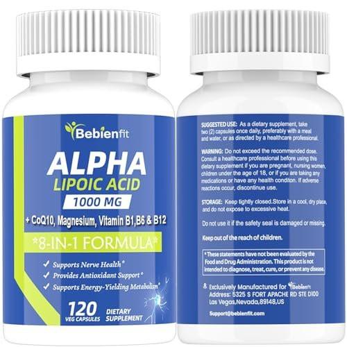 Alpha Lipoic Acid 1000mg Neuropathy Supplements Capsules, 8-IN-1 ALA for Nerve Health in Hands & Feet, Nervous System and Antioxidant with Magnesium Glycinate, CoQ10 & B1, B6, B12 – Vegan 120 Caps - görsel 14