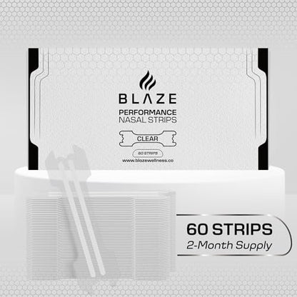 Performance Nose Strips for Breathing (60 Count) - Oil & Sweat Proof Adhesive - Athletic Nasal Strips for Snoring & Sleeping - Improves Oxygen Delivery, Drive, Sleep & Reduces Snoring (Slim Clear)