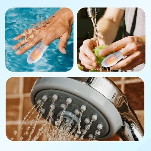 4pcs Waterproof Finger Protectors, Reusable Silicone Finger Waterproof Cover Sleeve with Nursing Bandage for Shower Swimming Pedicure Manicure Durable Nail Soaking & Wound Protection - görsel 13