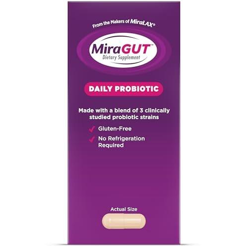 MiraGUT Daily Probiotic, from the Makers of MiraLAX, Probiotics for Digestive Health, Gluten-Free Supplement, Probiotic for Women and Men, Support Overall Digestive Health, 30 Ct - görsel 16