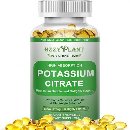 Potassium Supplement Softgels, High Absorption Potassium Citrate 1000mg for Muscle Heart Electrolyte Balance and Normal pH Support*, Essential Mineral, Non-GMO, 2 Month Supply - görsel 2