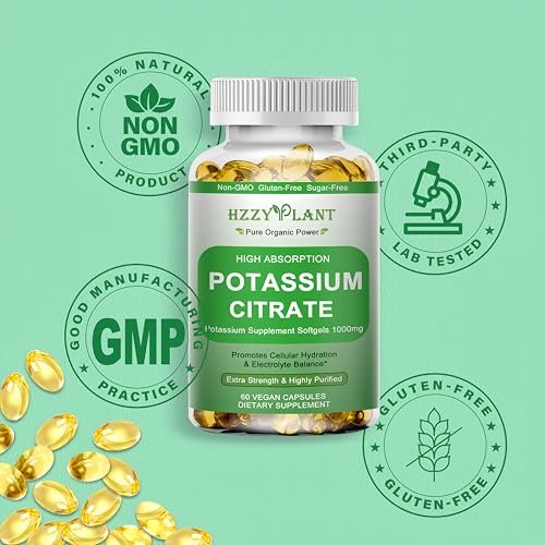 Potassium Supplement Softgels, High Absorption Potassium Citrate 1000mg for Muscle Heart Electrolyte Balance and Normal pH Support*, Essential Mineral, Non-GMO, 2 Month Supply - görsel 10
