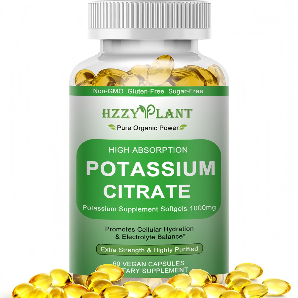 Potassium Supplement Softgels, High Absorption Potassium Citrate 1000mg for Muscle Heart Electrolyte Balance and Normal pH Support*, Essential Mineral, Non-GMO, 2 Month Supply - görsel 1