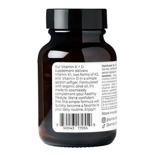 Santa Cruz Paleo Vitamin K2 + D3 Softgels, Daily Supplement with Organic Olive Oil, Includes Vitamin K1 & Two Forms of K2, Supports Heart & Bone Health, Gluten Free, Sugar Free, Paleo, Keto, 60 Count - görsel 2
