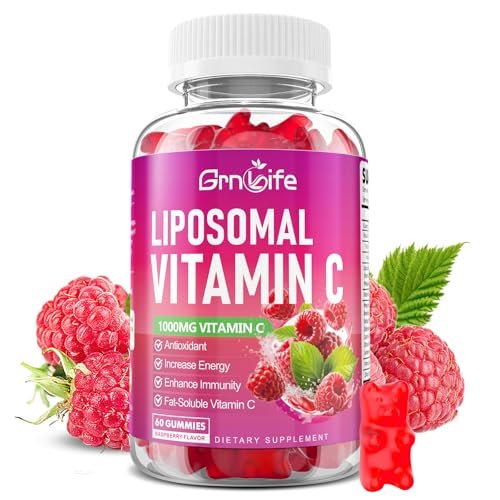 GrnLife Liposomal Vitamin C 1000mg Gummies for Adults Kids, 1500mg Chewable Vitamin C w/Iron, Zinc & Elderberry - Immune Support & Energy, Collagen Booster, Raspberry, 60 Count - görsel 14